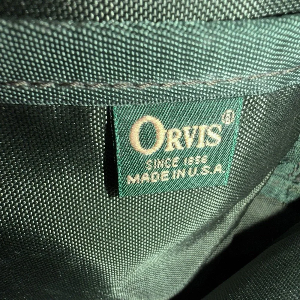 Vintage Orvis Battenkill Green Canvas Leather Briefcase Laptop Messenger Bag USA